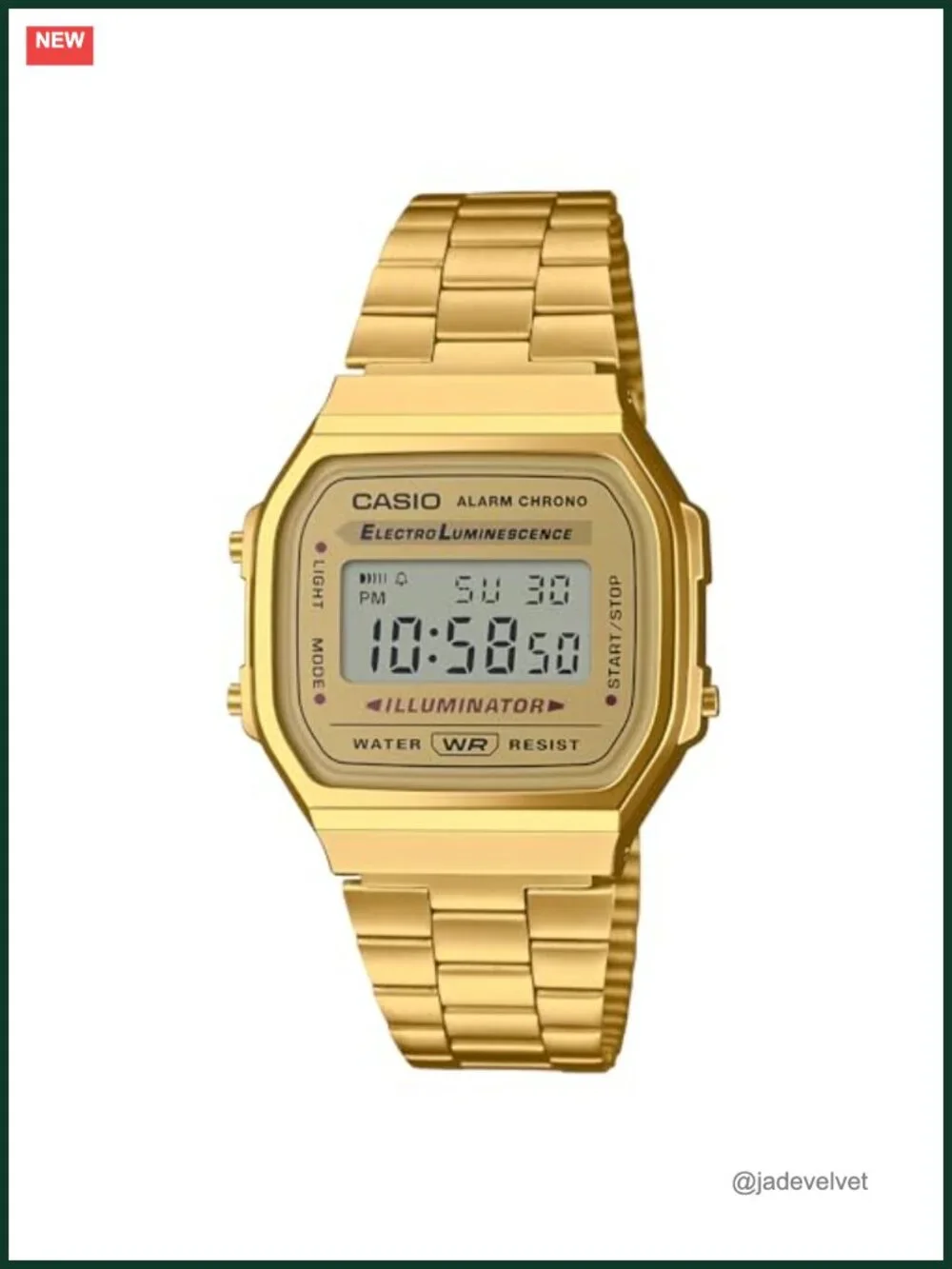 Vintage Digital Quartz Watch Stainless Steel Band Retro Square Face